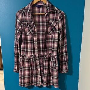 Miley Cyrus & Max Azria Pink Plaid Shirt Dress